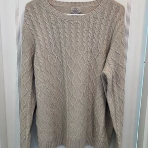 St. John’s Bay Beige Cable Knit Crewneck Pullover Sweater